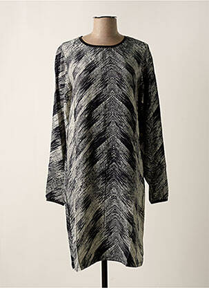 Robe mi-longue coupe fluide manches longues noir GEISHA femme