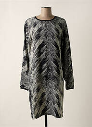 Robe mi-longue coupe fluide manches longues noir GEISHA femme