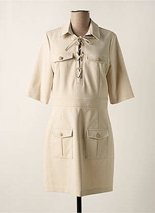 Robe mi-longue manches courtes manches courtes beige IRIS MITTENAERE FOR MORGAN femme
