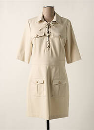 Robe mi-longue manches courtes manches courtes beige IRIS MITTENAERE FOR MORGAN femme