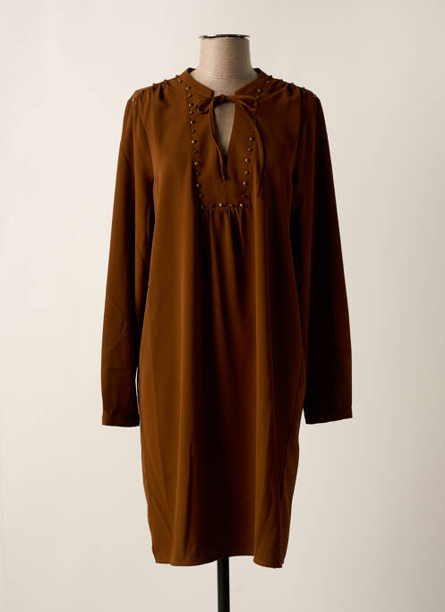 Robe mi-longue marron GEISHA pour femme