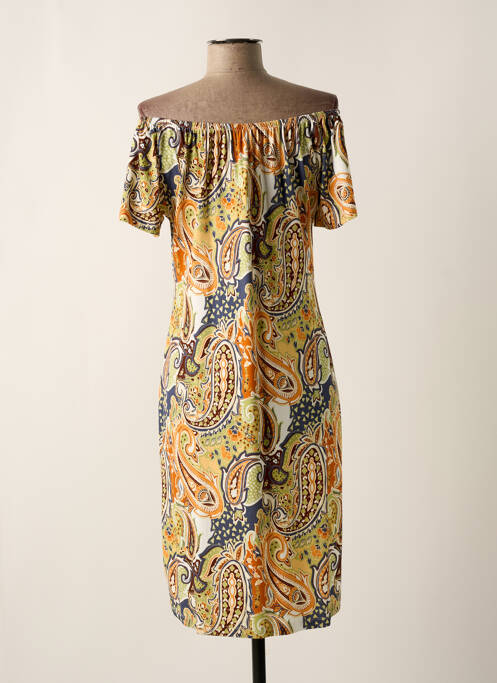 Robe mi-longue jaune GEISHA pour femme