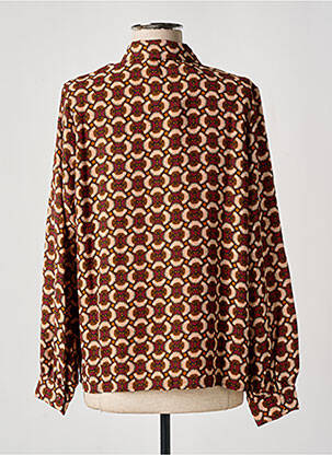Chemisier imprimé fantaisie manches longues marron GEISHA femme