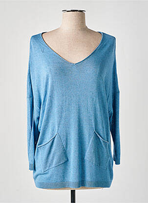 Pull tissage chiné manches longues bleu EVA KAYAN femme