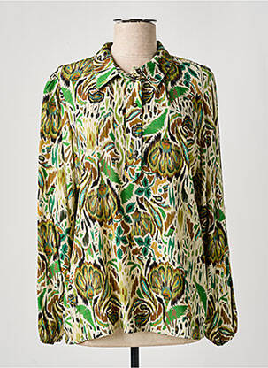 Blouse imprimé fantaisie manches longues vert GEISHA femme