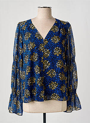Chemisier tissage crêpe manches longues bleu FREEMAN T.PORTER femme