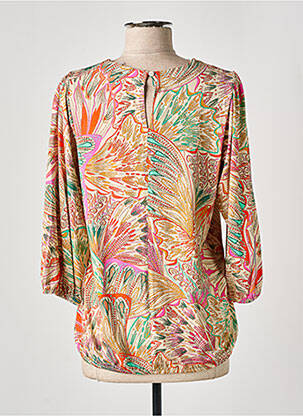 Blouse imprimé fantaisie manches longues beige GEISHA femme