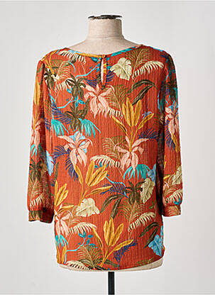 Blouse imprimé fantaisie manches longues marron GEISHA femme
