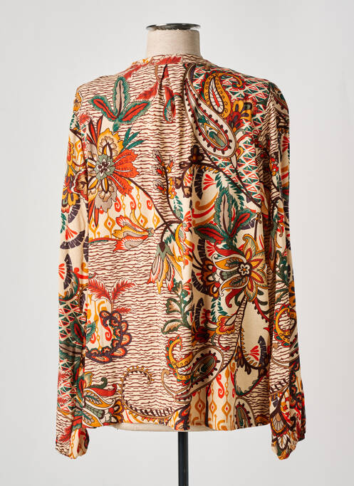 Blouse tissage popeline manches longues beige GEISHA femme