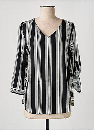 Blouse poignets boutonnés avec fente manches 3/4 noir STREET ONE femme