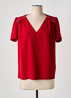 Blouse tissage crêpe manches courtes rouge MORGAN femme