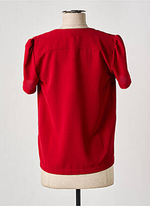 Blouse tissage crêpe manches courtes rouge MORGAN femme