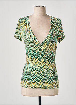 Top stretch manches courtes vert MORGAN femme