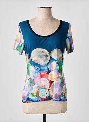 Top tissage jersey manches courtes bleu LO! LES FILLES femme