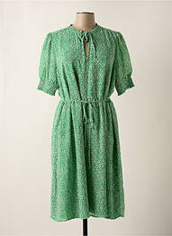 Robe mi-longue coupe fluide manches courtes vert GEISHA femme