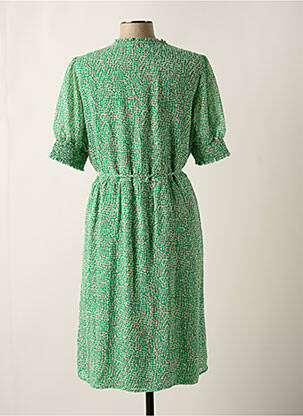 Robe mi-longue coupe fluide manches courtes vert GEISHA femme