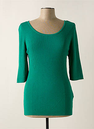 Pull coupe cintrée manches 3/4 vert MORGAN femme