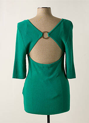 Pull coupe cintrée manches 3/4 vert MORGAN femme