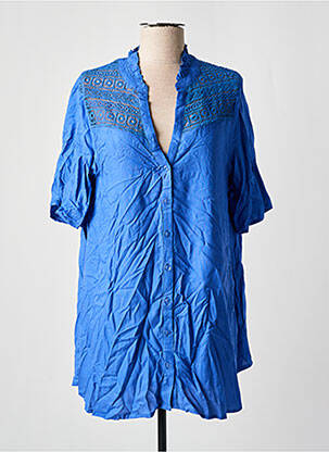 Chemisier manches courtes manches courtes bleu BLANCHEPORTE femme