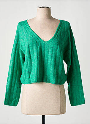 Pull tissage chiné manches longues vert ESPRIT femme