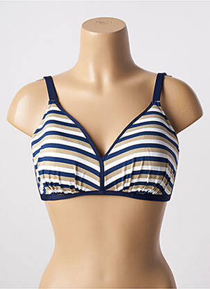 Haut de maillot de bain stretch haut soutien-gorge moulé bleu ANTIGEL femme