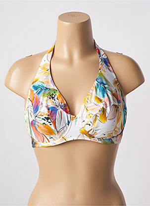Haut de maillot de bain stretch haut soutien-gorge emboitant blanc EMPREINTE femme