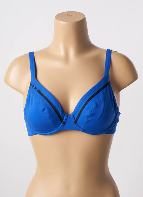 Haut de maillot de bain stretch haut soutien-gorge balconnet bleu EMPREINTE femme