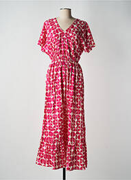 Robe longue manches courtes manches courtes rose ICHI femme