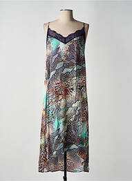 Robe mi-longue coupe fluide fines bretelles bleu FREEMAN T.PORTER femme