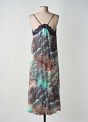 Robe mi-longue coupe fluide fines bretelles bleu FREEMAN T.PORTER femme