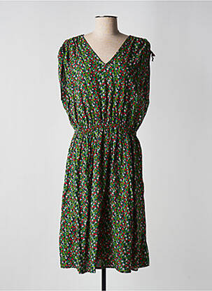 Robe mi-longue coupe fluide manches courtes vert BLUTSGESCHWISTER femme