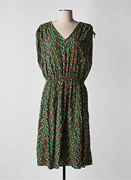 Robe mi-longue coupe fluide manches courtes vert BLUTSGESCHWISTER femme