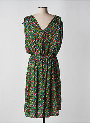 Robe mi-longue coupe fluide manches courtes vert BLUTSGESCHWISTER femme