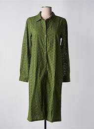 Robe mi-longue manches longues manches longues vert ICHI femme
