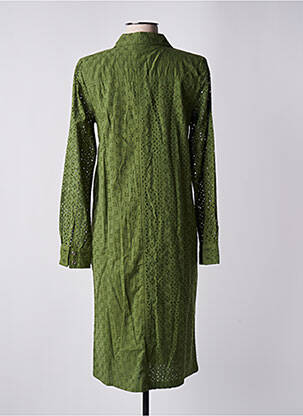 Robe mi-longue manches longues manches longues vert ICHI femme