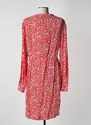 Robe mi-longue coupe fluide manches longues rouge ICHI femme
