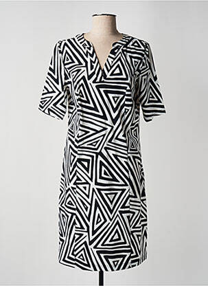 Robe mi-longue tissage crêpe manches courtes noir STREET ONE femme