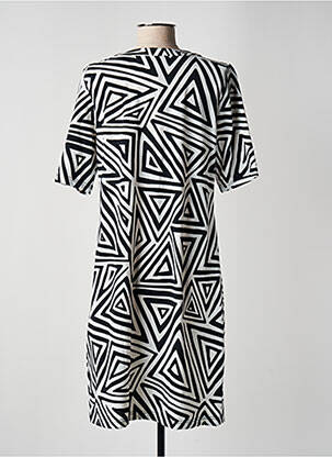 Robe mi-longue tissage crêpe manches courtes noir STREET ONE femme