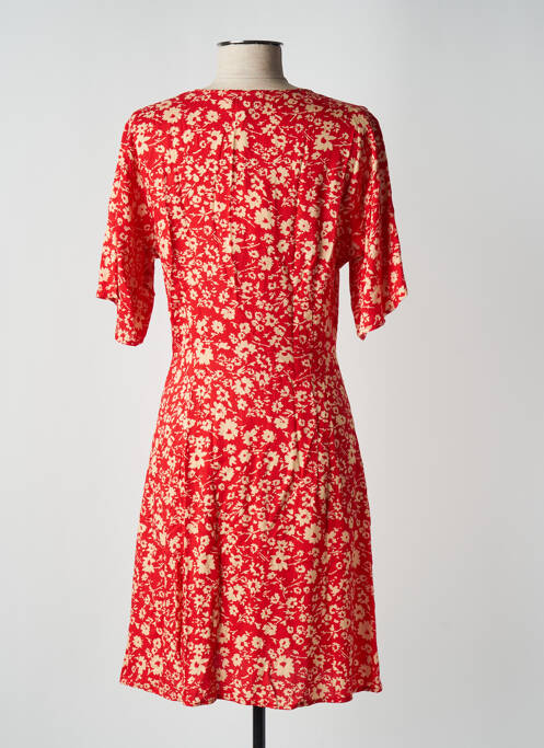 Robe mi-longue imprimé fleurs manches courtes rouge FREEMAN T.PORTER femme