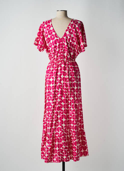 Robe longue rose ICHI pour femme