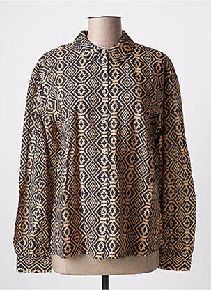 Chemisier tissage crêpe manches longues noir GEISHA femme