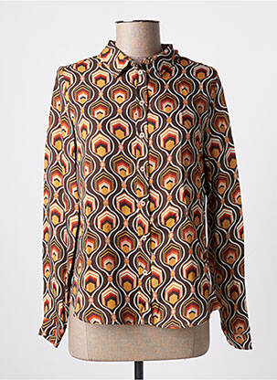 Chemisier tissage crêpe manches longues marron FREEMAN T.PORTER femme