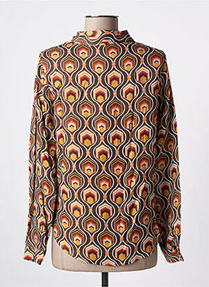 Chemisier tissage crêpe manches longues marron FREEMAN T.PORTER femme