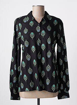 Chemisier coupe cintrée manches longues noir GEISHA femme