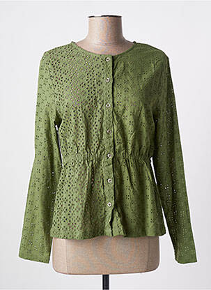 Chemisier coupe cintrée manches longues vert ICHI femme