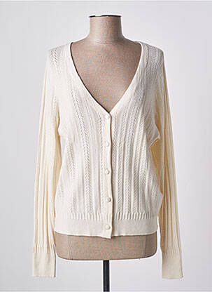 Gilet manches longues resserrée sur le bas beige ICHI femme