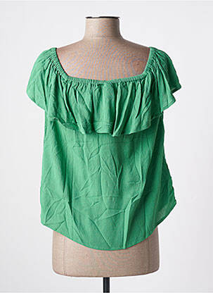 Blouse tissage crêpe manches courtes vert ICHI femme