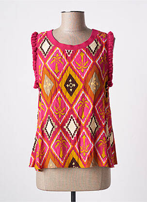 Top tissage crêpe sans manche rose BSB femme