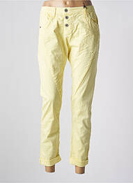 Jeans coupe slim stretch taille haute jaune PLEASE femme