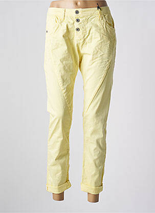 Jeans coupe slim stretch taille haute jaune PLEASE femme